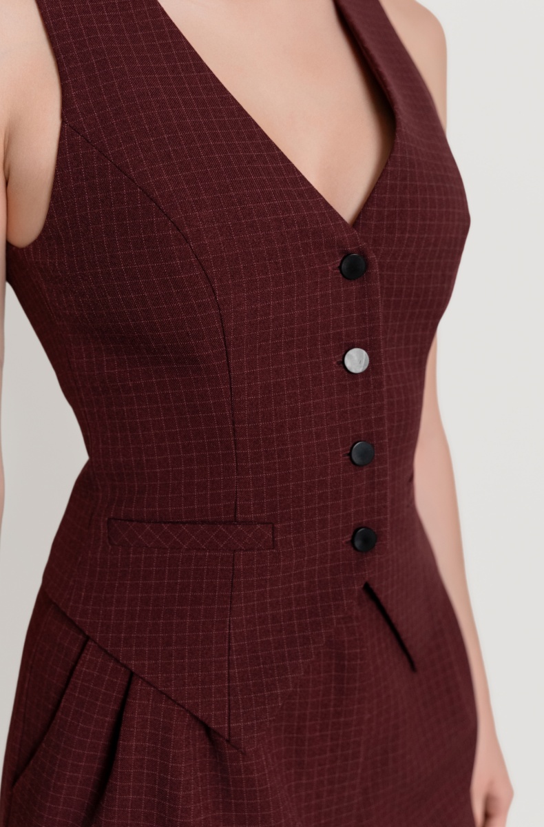 Fitted waistcoat, burgundy