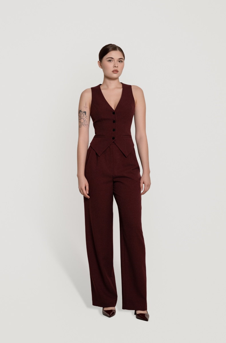 Fitted waistcoat, burgundy