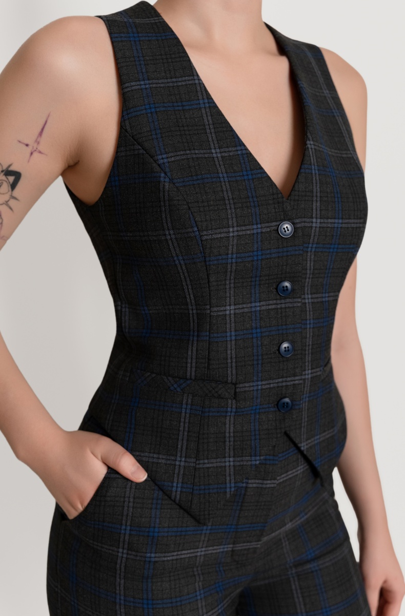 Fitted waistcoat, smoke blue