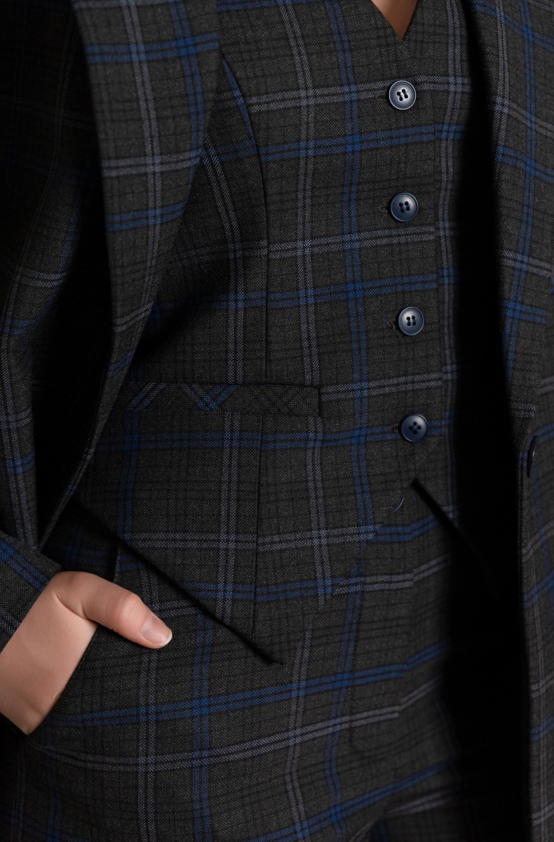 Fitted waistcoat, smoke blue