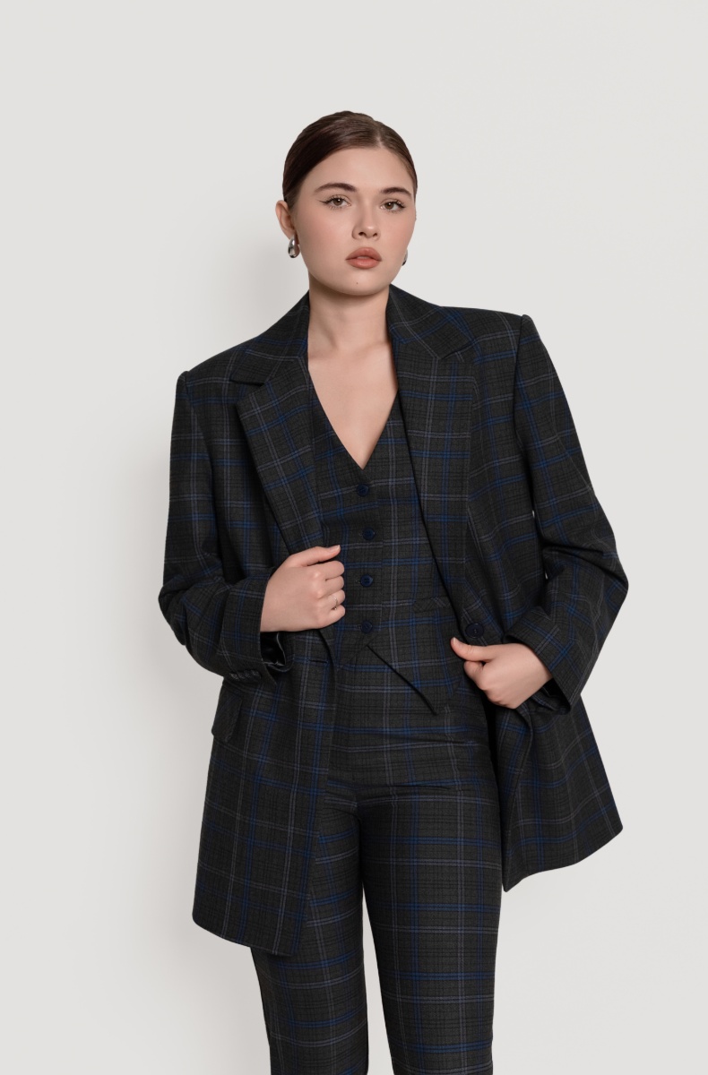 Straight-leg trousers, smoke blue
