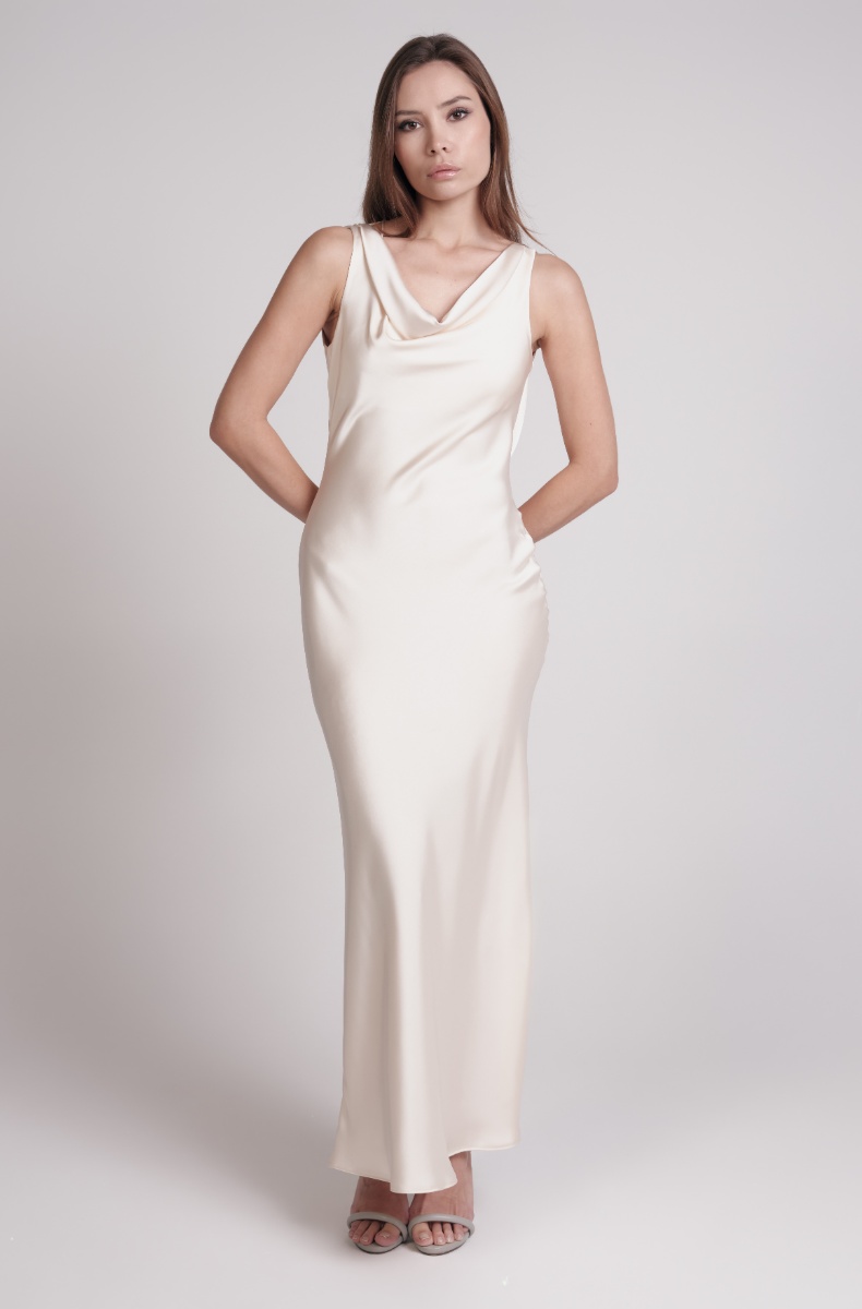 Backless dress, ivory