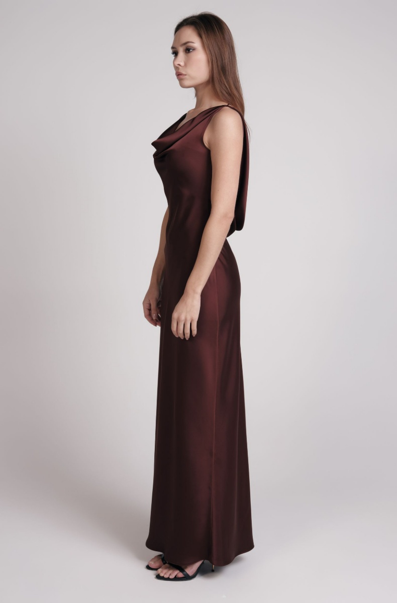 Backless dress, dark chocolate