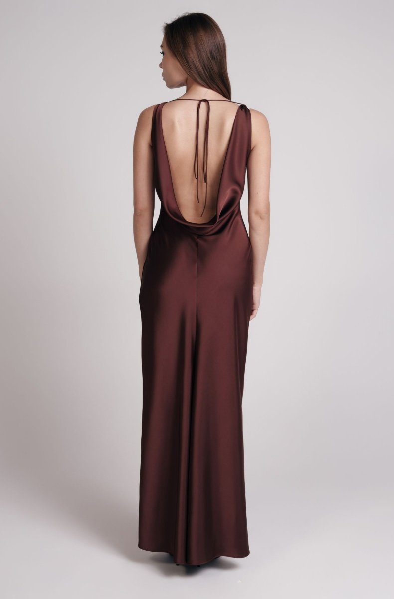 Backless dress, dark chocolate