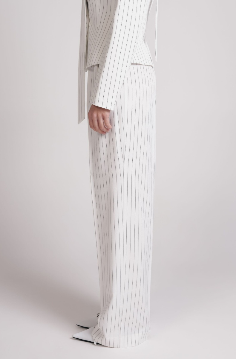 Palazzo trousers, pinstripe on white