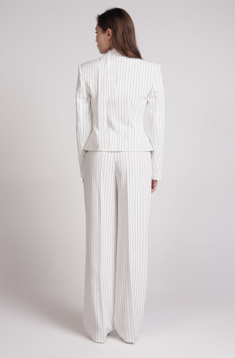 Palazzo trousers, pinstripe on white
