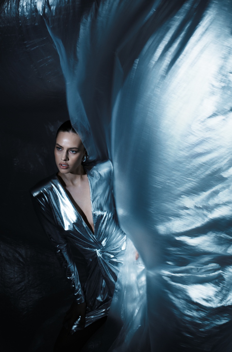 Evening dress, silver
