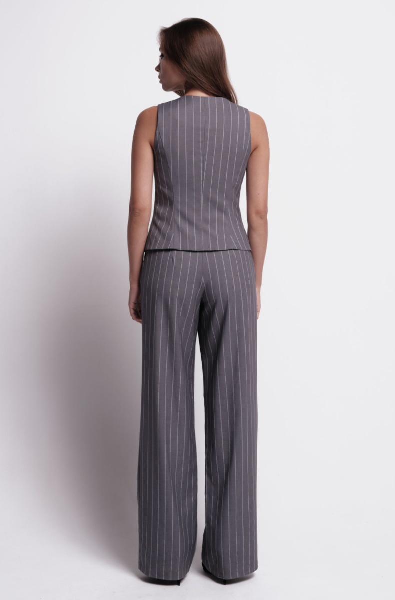 Palazzo trousers, light grey pinstripe