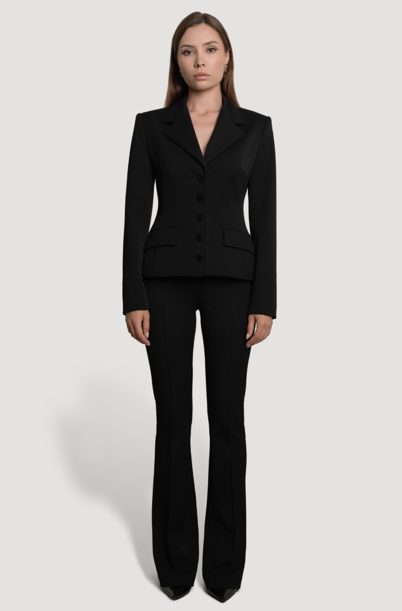 Heavyweight flared trousers, black