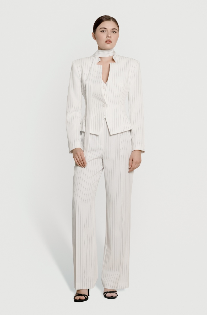 Fitted waistcoat, pinstripe on white