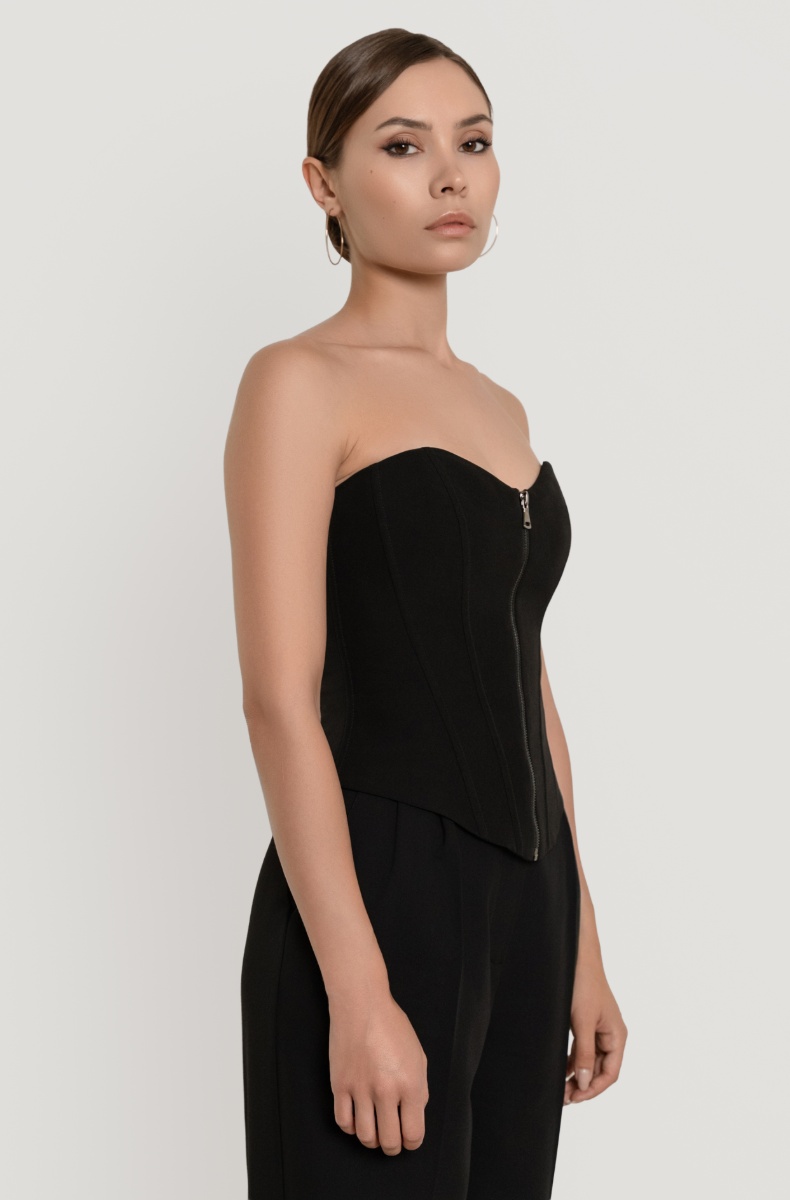 Zip-up corset, black