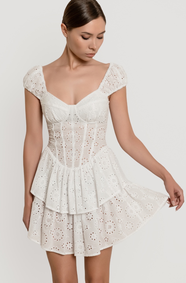 Corset dress, white lace