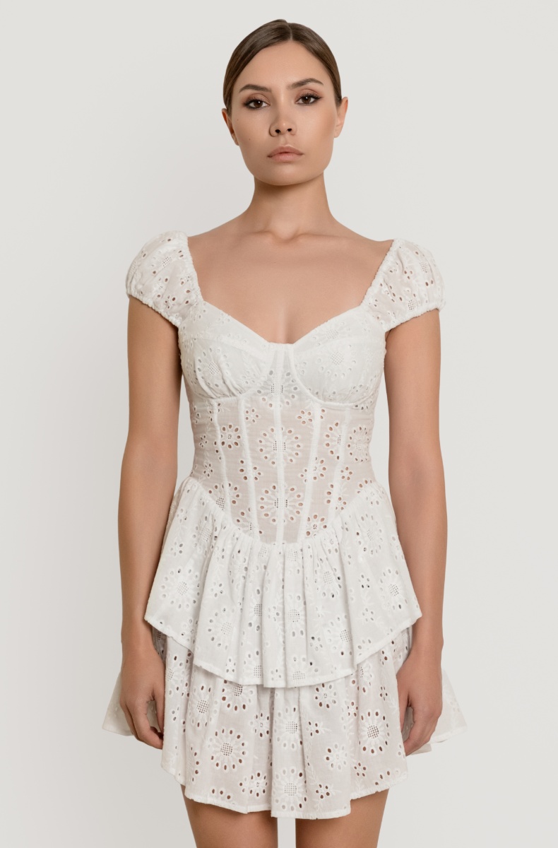 Corset dress, white lace