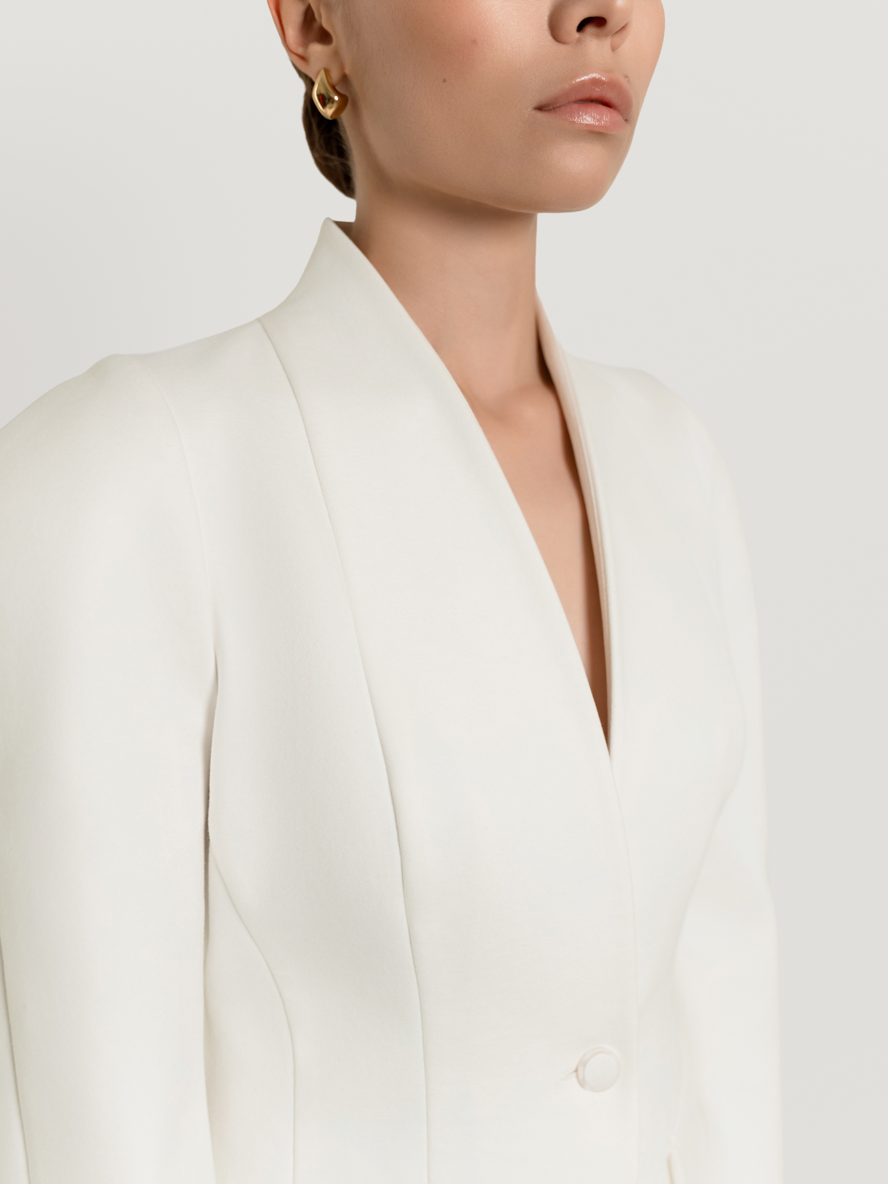 Semi-raglan tailored blazer, ivory