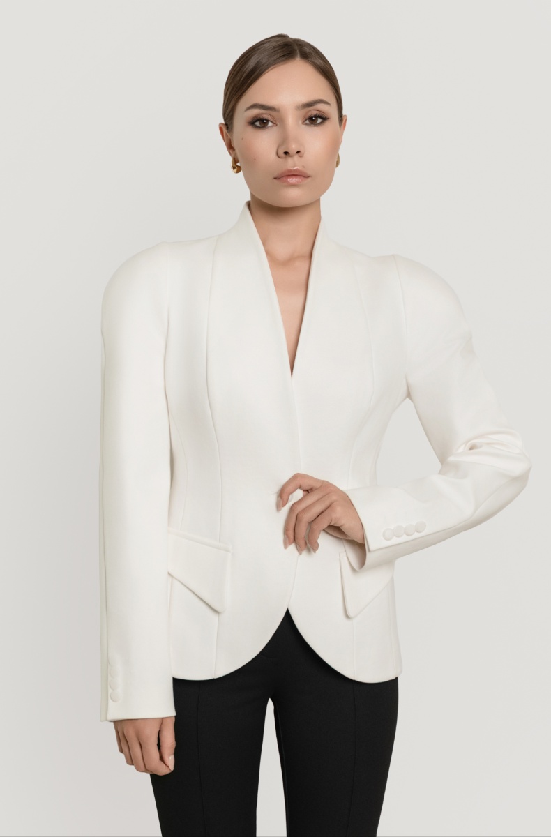 Semi-raglan tailored blazer, ivory