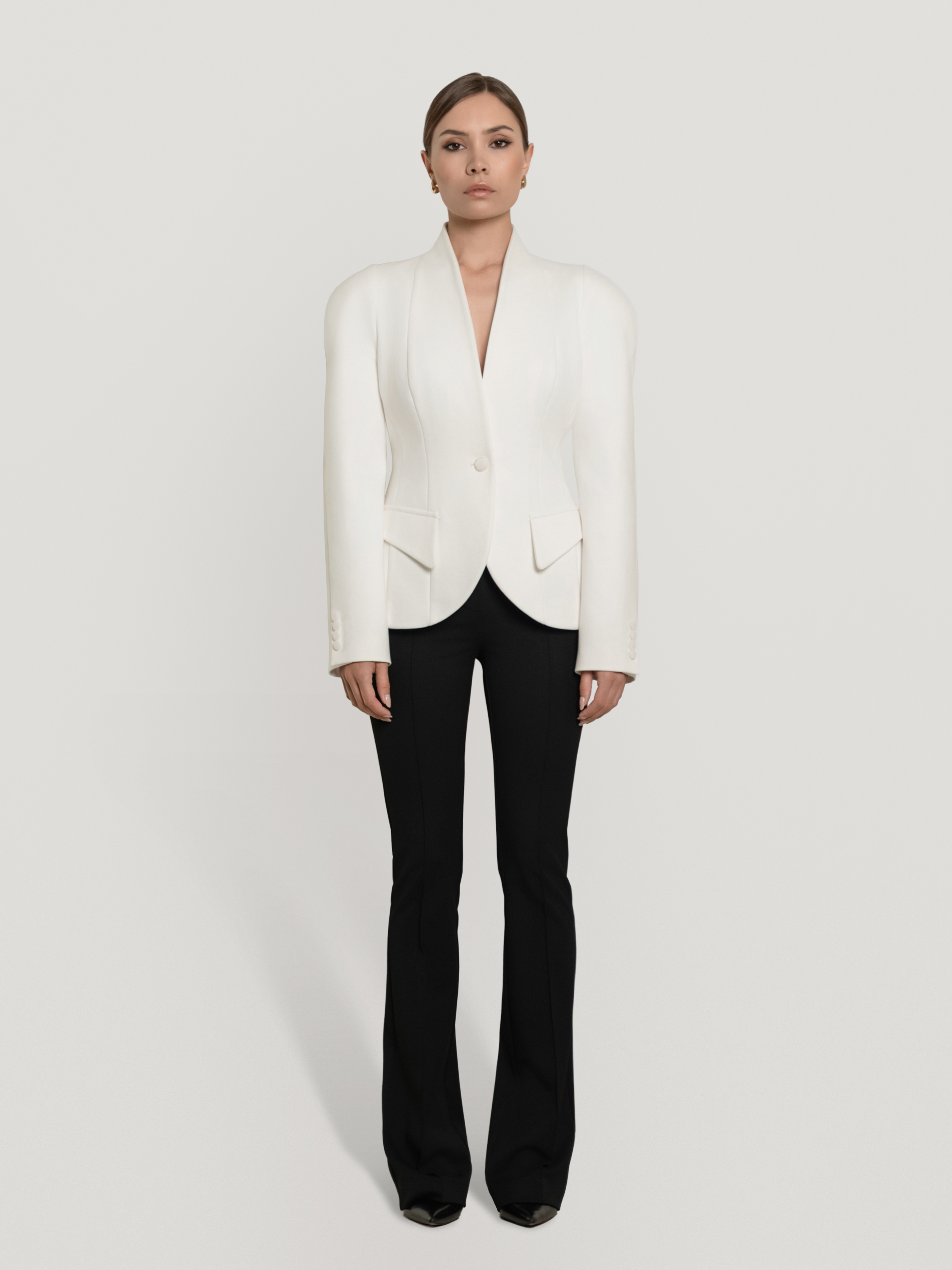Semi-raglan tailored blazer, ivory