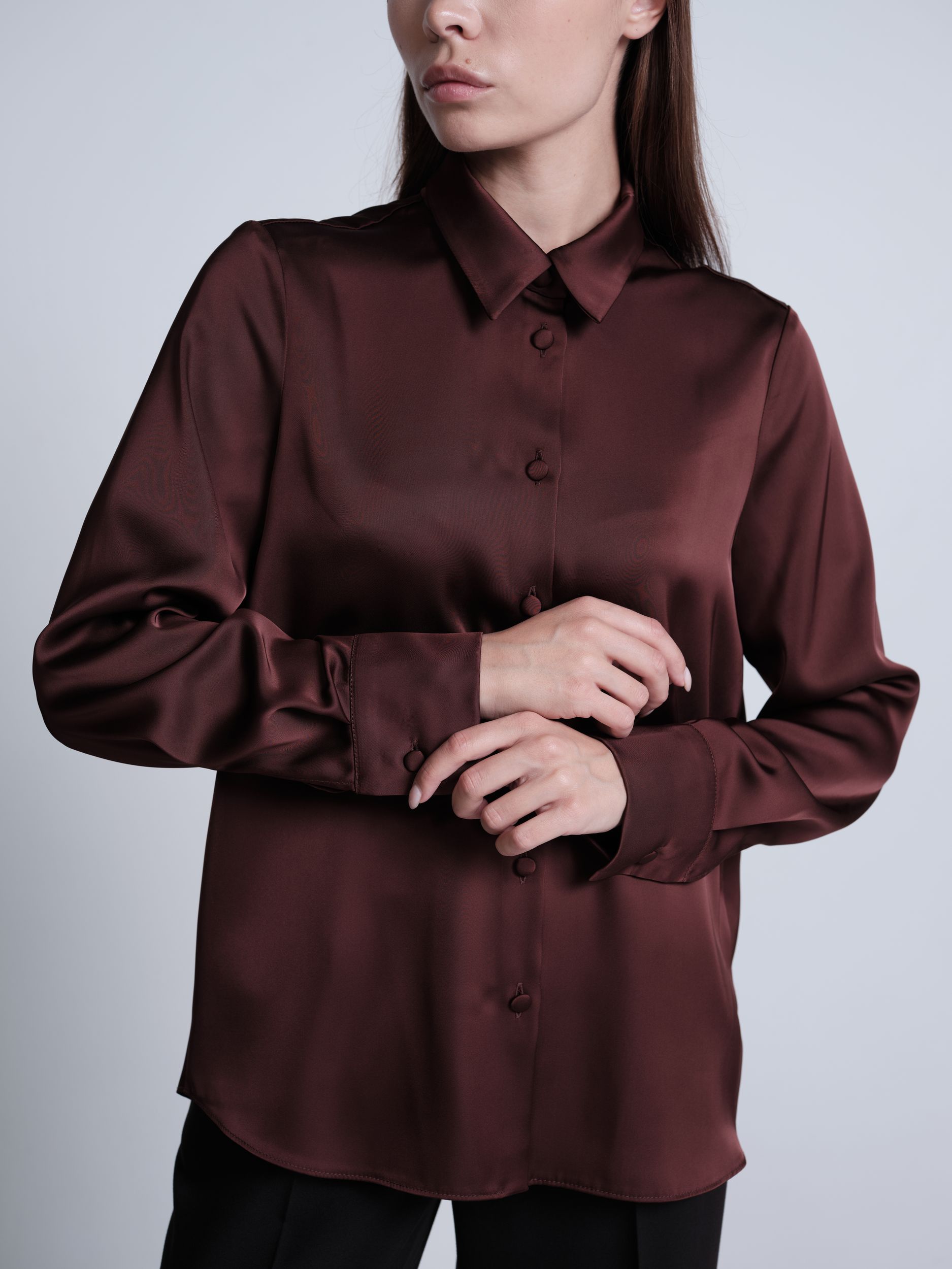 Classic blouse, dark chocolate