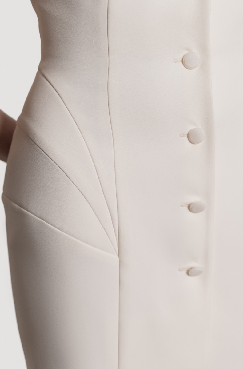 Tailored open-back vest dress, milk