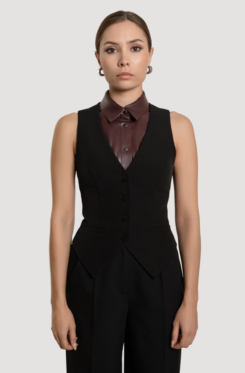 Shirtfront with buttons, burgundy