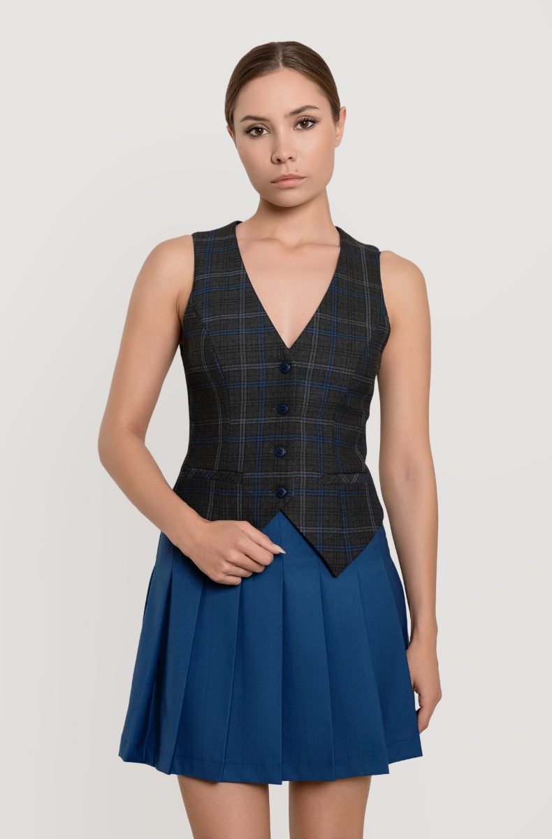 Pleated skirt, sapphire blue