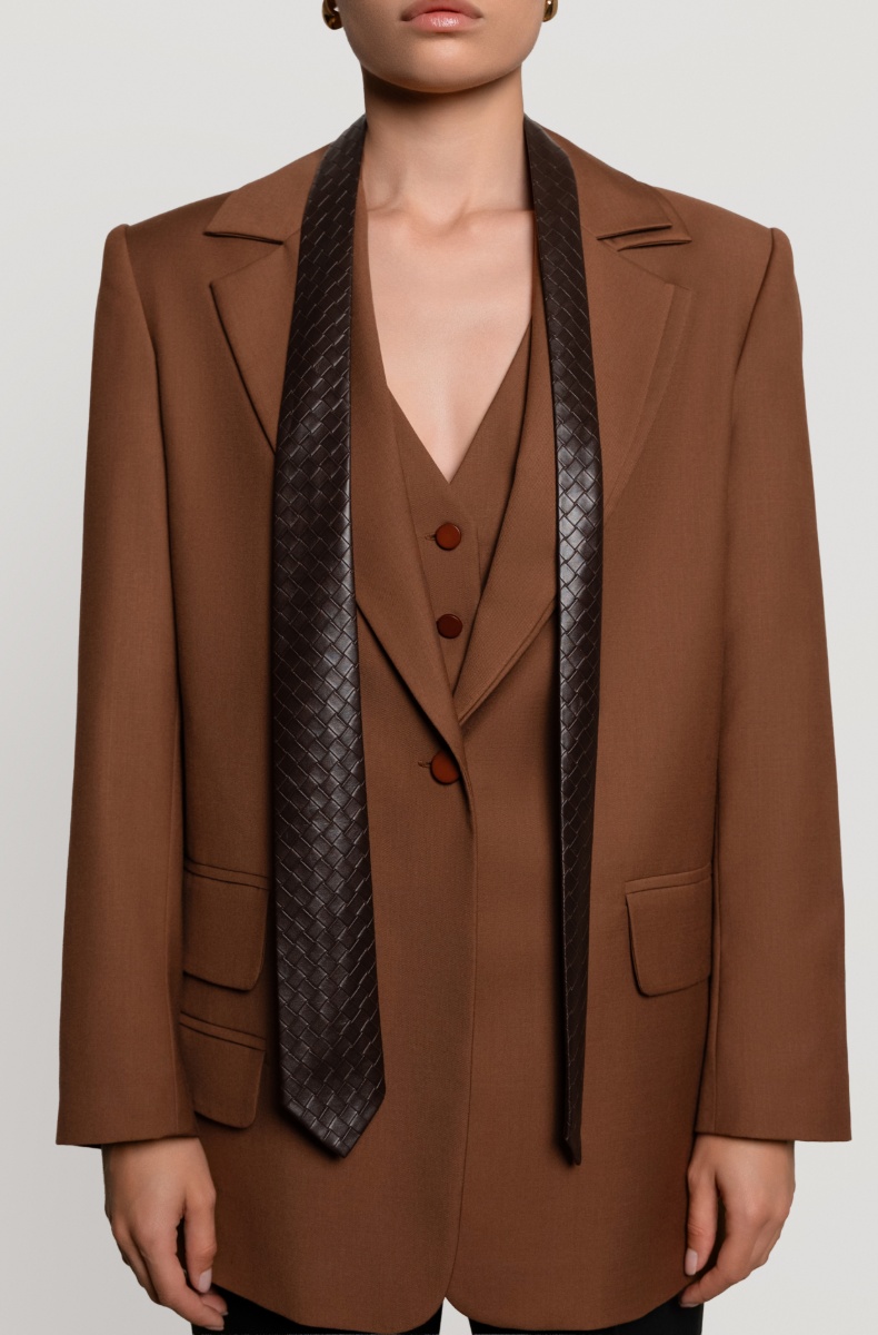 Neck tie, eco-leather chocolate