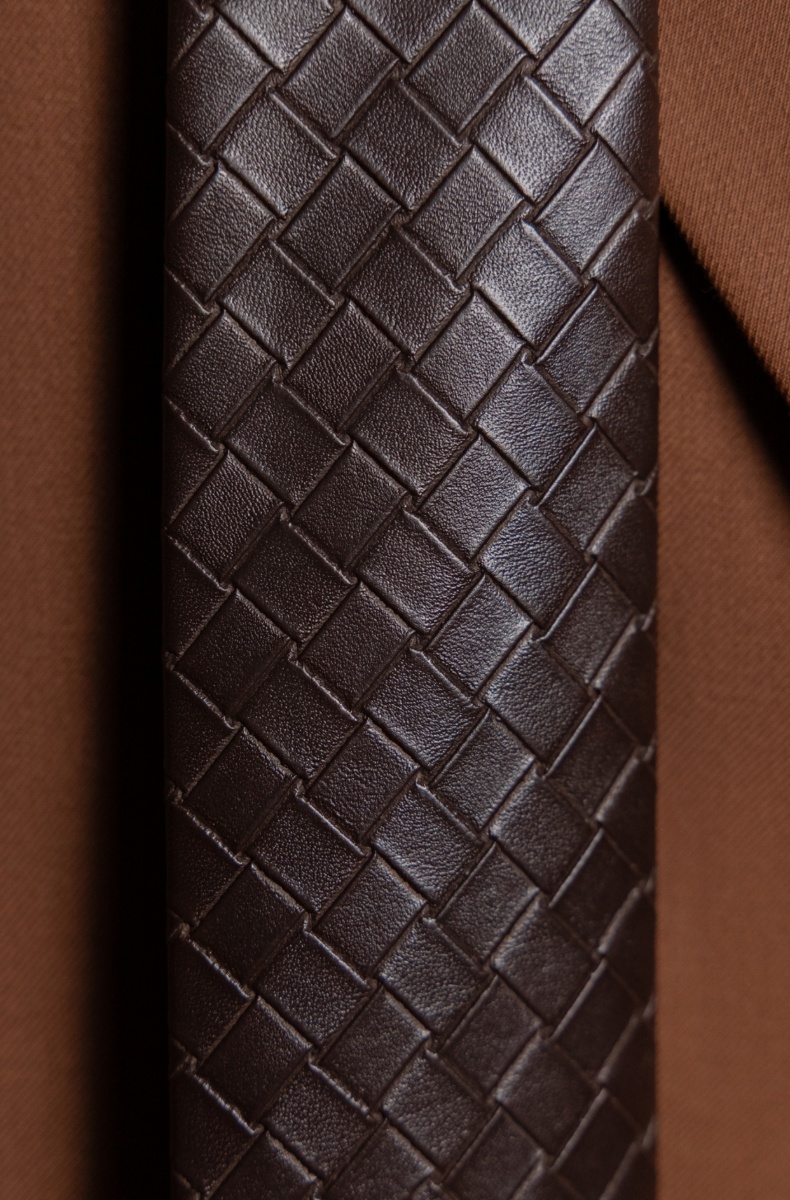 Neck tie, eco-leather chocolate