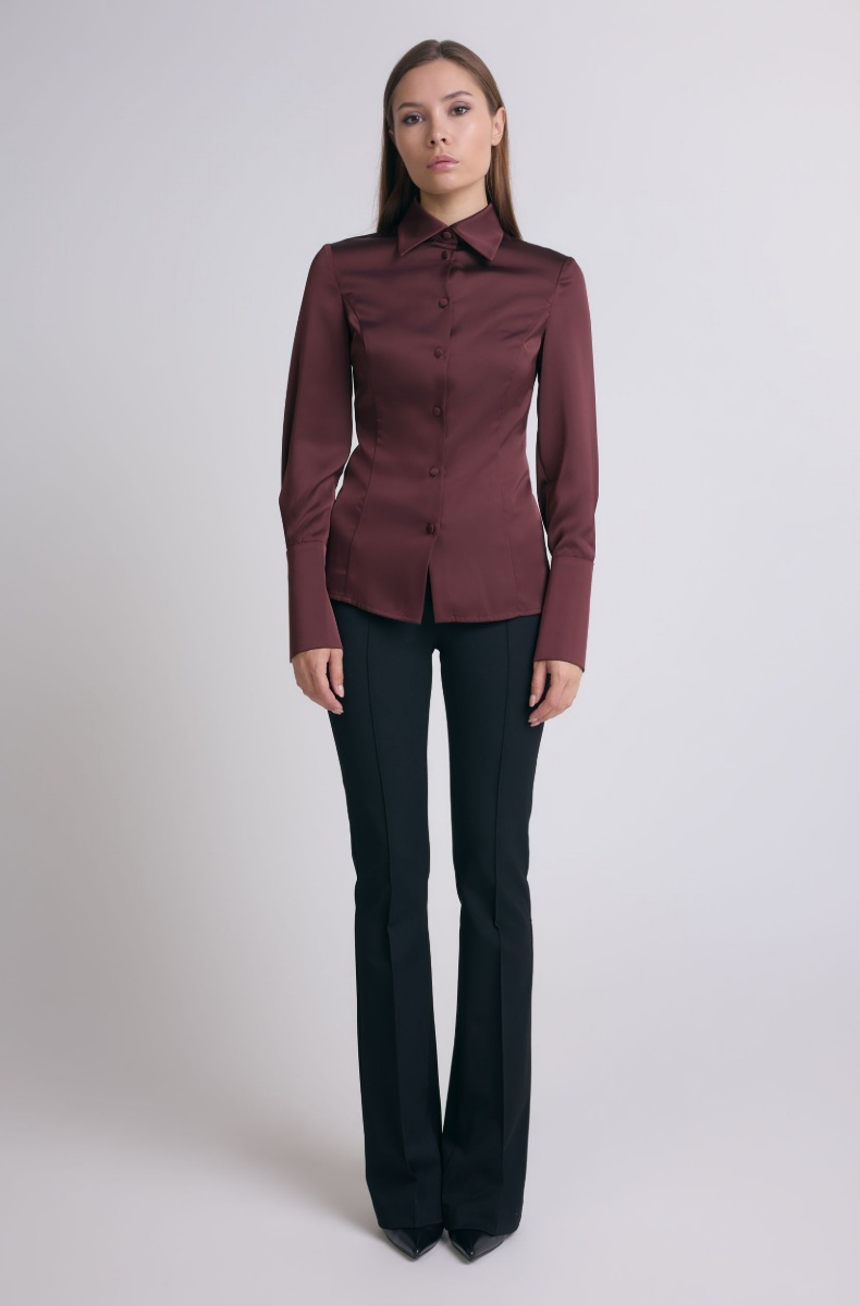 Blouse with reliefs, dark chocolate