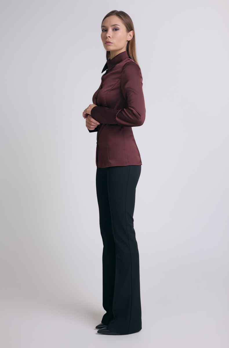 Blouse with reliefs, dark chocolate