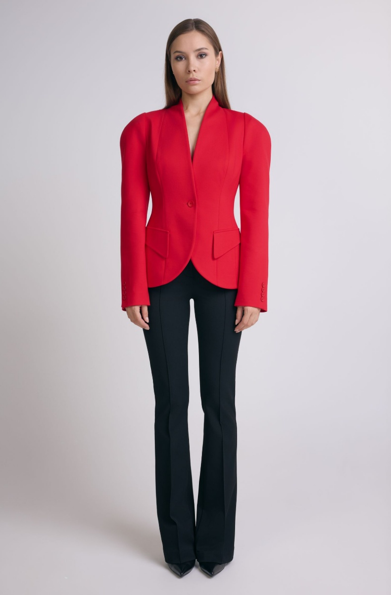Semi-raglan tailored blazer, scarlet