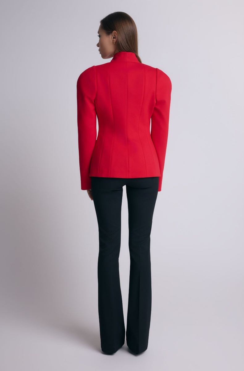 Semi-raglan tailored blazer, scarlet