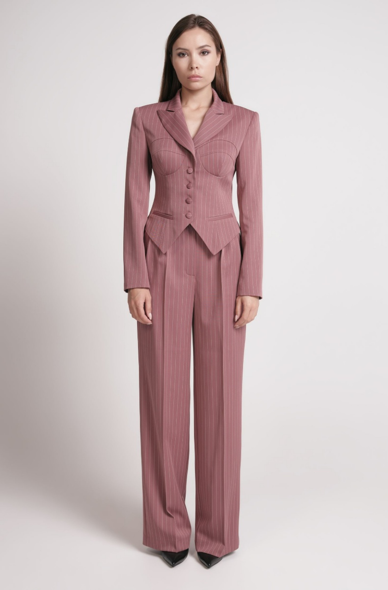 Corset blazer, powdery pinstripe