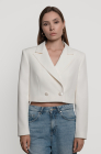 Cropped straight-cut blazer, milk white