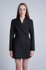 Double-breasted blazer dress, blue houndstooth