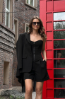 High-waisted shorts with pleats, black