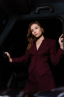 Corset blazer, deep cherry