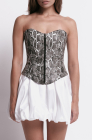 Zip-up corset top, grey python