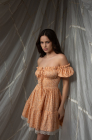Tie-front dress, orange print