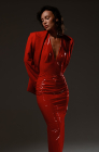 Patent dress, red