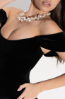 Velvet lace-up corset, black