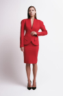 Pencil skirt with a slit, red