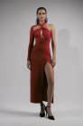 Open-back jersey dress, red