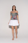 Corset dress, peony on green print