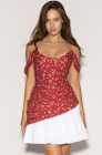 Corset dress, bright red print