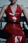 Patent dress, red