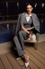 Palazzo trousers, light grey pinstripe