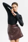 Skirt with a waist slit, burgundy