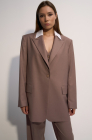 Oversized jacket with detachable collar, beige