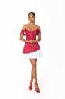 Corset dress, bright red print