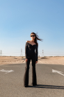 Open-back jumpsuit, black