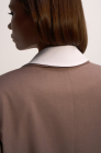 Oversized jacket with detachable collar, beige